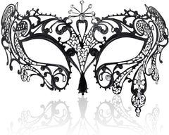 Masquerade Mask for Women Ultralight Metal Mask Shiny Metal Rhinestone Venetian Pretty Party Evening Prom Ball Mask