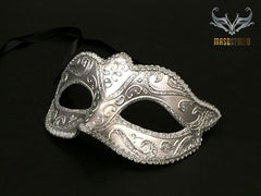 Venetian style Masquerade Eye Mask Silver