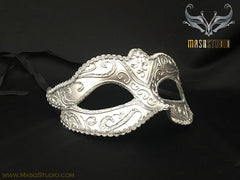 Venetian style Masquerade Eye Mask Silver