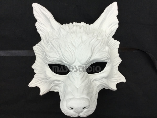 Masquerade ball mask Blank White WOLF Mask Wear or Wall Deco Black Silver