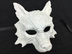 Masquerade ball mask Blank White WOLF Mask Wear or Wall Deco Black Silver
