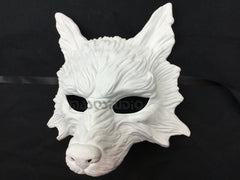 Masquerade ball mask Blank White WOLF Mask Wear or Wall Deco Black Silver