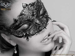Stacy keiblers Laser cut metal Black Masquerade Mask