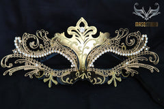Luxury Metal Laser Cut Masquerade mask in black and gold