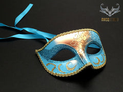 Gold Turquoise Masquerade mask for Man
