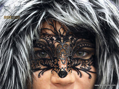Filigree metal kitty black cat mask