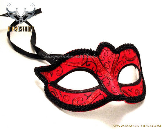 Venetian style Children Black Red Masquerade Eye Mask