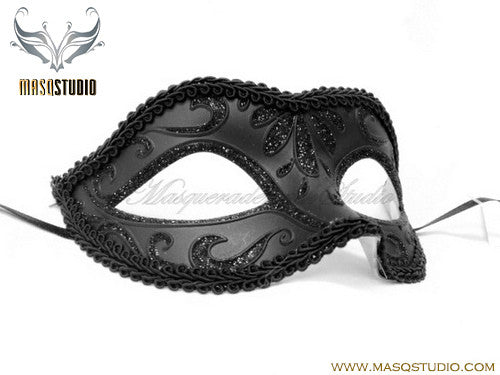 Venetian style Children Masquerade Eye Mask Solid Black