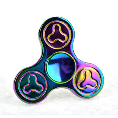 TRI ALUMINUM HAND Rainbow Fidget SPINNER MINI FIDGET METAL TOY EDC 3-5 MINS SPIN AUTISM ADHD