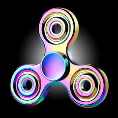 TRI ALUMINUM HAND Rainbow SPINNER MINI FIDGET METAL TOY EDC 3-5 MINS SPIN AUTISM ADHD