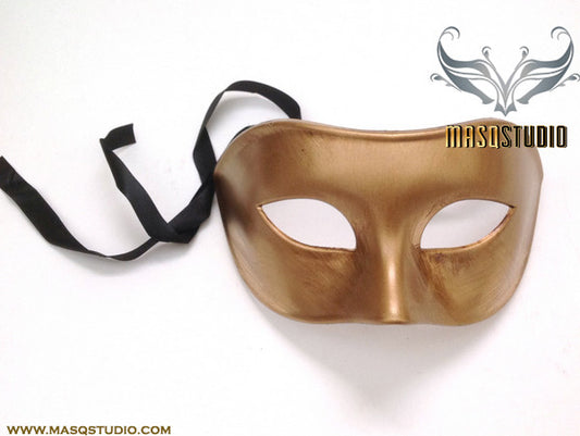 Mens Gold Masquerade ball eye mask Venetian Classic