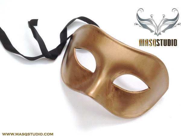 Mens Gold Masquerade ball eye mask Venetian Classic